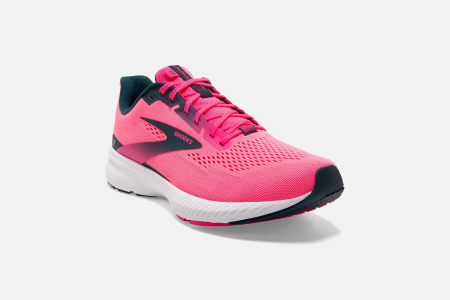 Brooks Israel Launch 8 Road Running Shoes Womens - Pink/Navy - GTV-147820